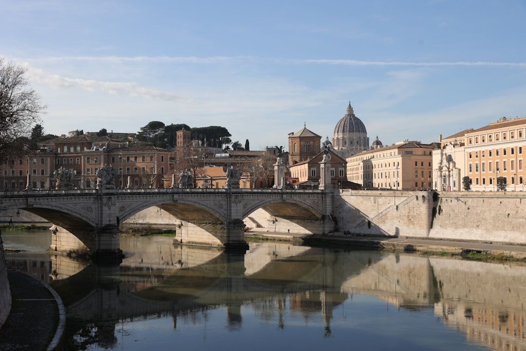 Ponte sant'angelo bridge over the tiber river in rome.